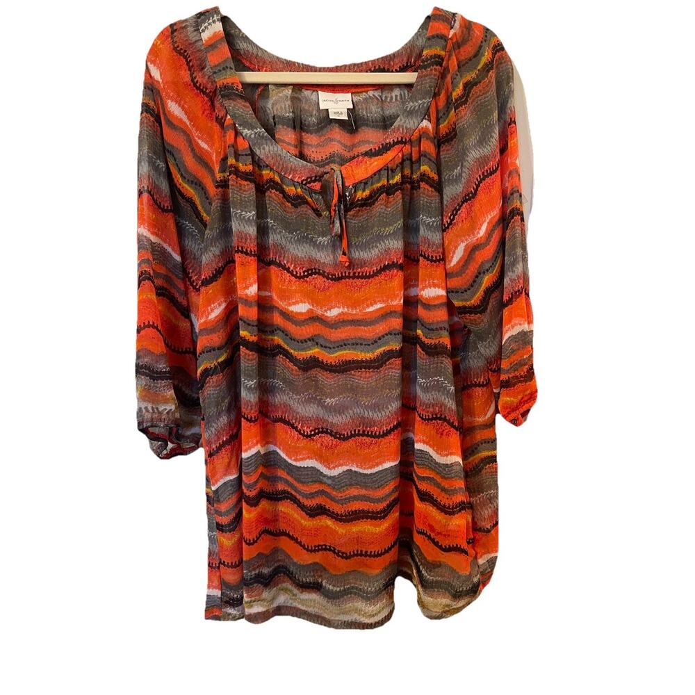 Jaclyn Smith wavy striped sheer blouse Size 1x